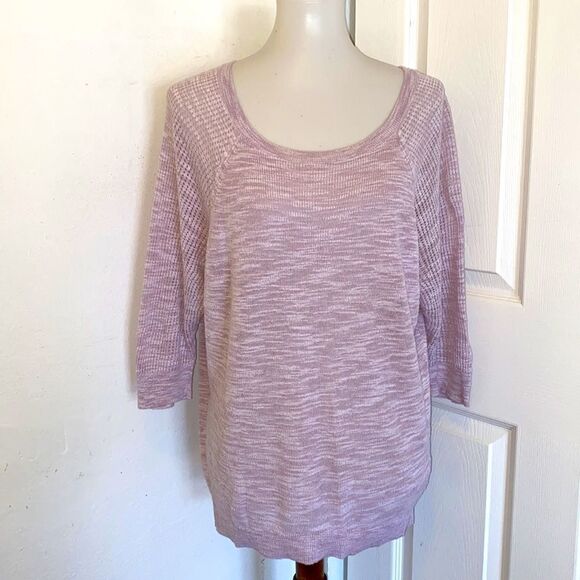 Express Knit Cotton Rayon Purple White Top - Picture 1 of 6